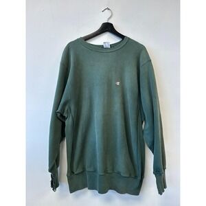 Vintage Champion Sweatshirt XL Green Reverse Weave Crewneck Distressed Pullover